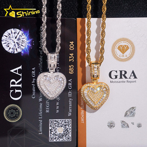 Pendentif Cœur en Argent Sterling 925 avec Diamants Moissanite VVS, Style Hip Hop, Certifié GRA, Entrepôt USA, Prêt à Expédier, Sans Tarifs - Product Image 4