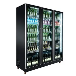 Commercial Refrigeration Equipment Triple Door Drink Display Fridge Upright Display Freezer