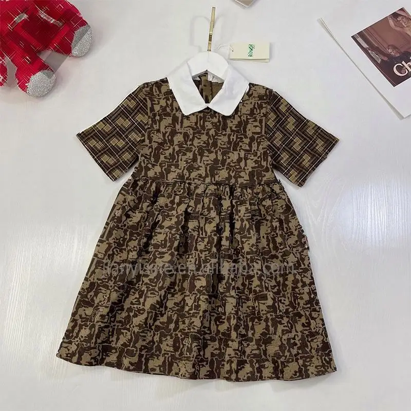 Sommer schöne lässige kleine Mädchen Kinderkleid berühmte Marke kurze Ärmel Baby Mädchenkleid Designer Kinderkleidung