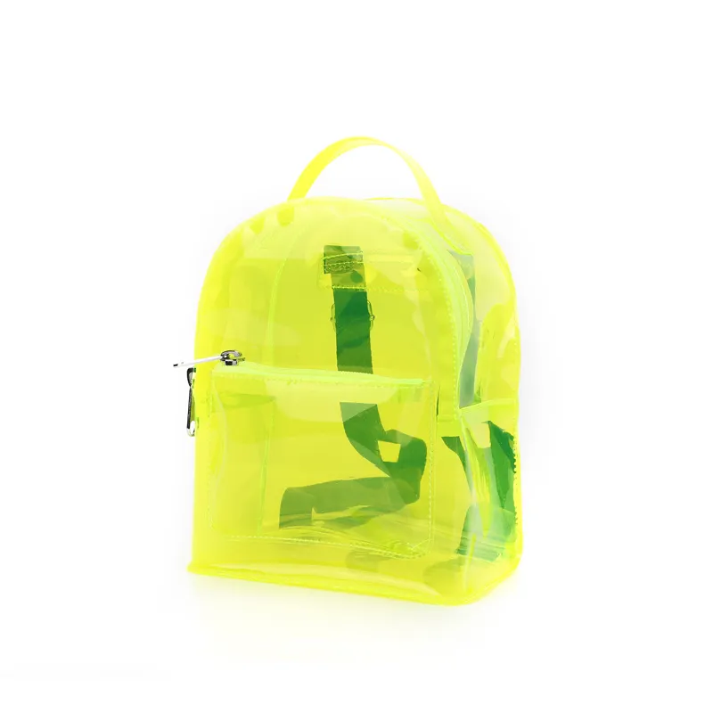 แฟชั่นสไตล์ใหม่เด็กกระเป๋าเป้สะพายหลังแบบสบายๆโปร่งใส Rainbow Mini PVC กันน้ําผู้หญิงโรงเรียนสาวกระเป๋าเป้สะพายหลังรถเข็น