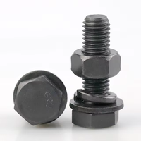 Vis hexagonales externes à filetage fin en acier au carbone de classe 4, finition noire, de haute qualité, fabriquées en Chine, avec jeu d'écrous et de joints