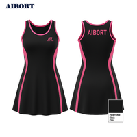 Robe de netball Aolan sur mesure, séchage rapide, look élégant, respirante, en tissu recyclé, sans manches, col rond, pour l'école
