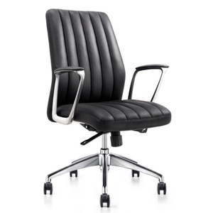 Silla de Oficina Ejecutiva Ergonómica Giratoria de Cuero PU Negra Moderna con Respaldo Alto al por Mayor - Product Image 3