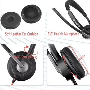 Auriculares de Diadema Dobles <span class=keywords><strong>con</strong></span> Micrófono RJ9 o <span class=keywords><strong>USB</strong></span> para Agentes de Call Center - Product Image 5