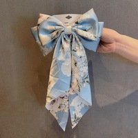 SongMay nœud de cheveux design Tissu Doux Longue Queue Grand nœud Pince à cheveux Vintage Soie Élégant Accessoires de cheveux arcs bébé Filles