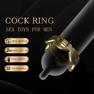 Men's Zinc Alloy Magnetic Cock Ring Gold Delay Ejaculation Penis Ring Chastity Belt Bondage Gear Sex Toys For Male Enhancement