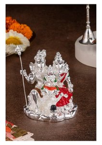 Shiv Parivar Idol 3.75 Inch Premium Silver Plated Hindu God <b>Statue</b> for Home Temple Puja Decor Spiritual Religious Gift - Product Image 2