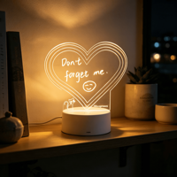 Tableau d'affichage LED effaçable à base blanche Nouveau produit pour le coffret cadeau de veilleuse d'anniversaire et de fête des mères