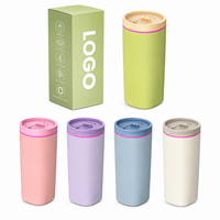 Mug isotherme en acier inoxydable couleur pastel, avec couvercle coulissant et base anti-roulement, idéal pour les voyages, le bureau et l'usage quotidien – Vente chaude