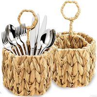 Suporte para utensílios em jacinto d'água, ideal para cozinha, sala de jantar e mesa, uma cesta de armazenamento para mesa.
