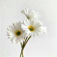 Bunga Gerbera Daisy Buatan Tangan PU Putih L-173, Rangkaian Bunga Pendek untuk Pernikahan & Dekorasi Rumah, Grosir Bunga Artificial