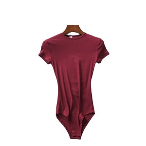 Großhandel Rundhals Kurzarm Basic Onesie Bodysuit Modischer Schwarzer Einfarbiger T-Shirt <span class=keywords><strong>Shapewear</strong></span> Bodysuit Top für Damen - Product Image 5