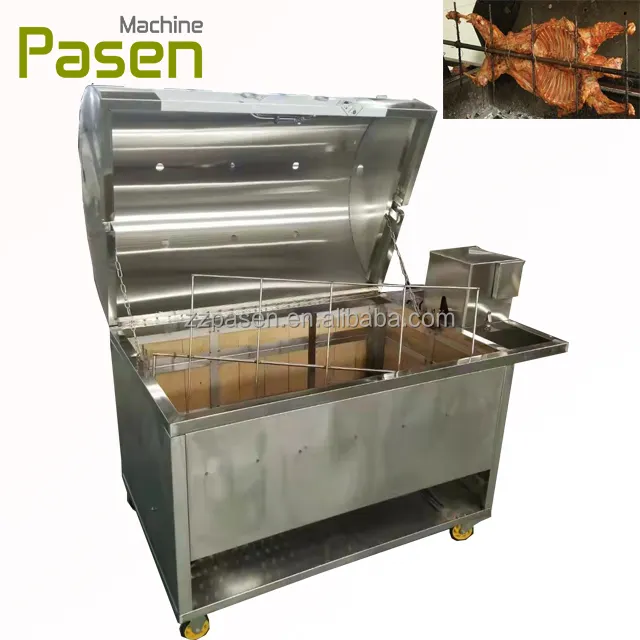 Roestvrijstalen Kip Roosteren Bbq Machine Houtskool Rotisserie Commerciële Santamaria Grill