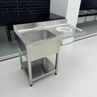 Évier de cuisine double en acier inoxydable de style européen, table de préparation alimentaire avec évier pour équipement de restaurant