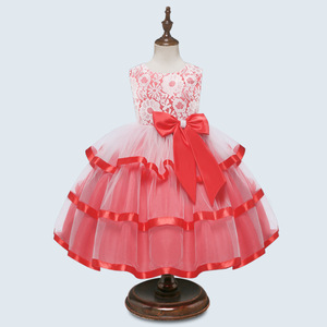 Nouveaux Produits Prix De Gros Dentelle Filles Double Crêpe Vêtements Robe Avec Grand Noeud Papillon Sur Le Marché Chinois - Product Image 1