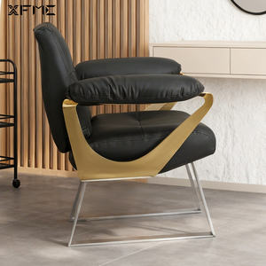 Ghế làm tóc hiện đại, đơn giản, bằng thép không gỉ, màu vàng và đen, dành cho salon tóc, ghế tạo kiểu tóc, ghế cắt tóc - Product Image 5