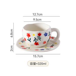 Venta Directa de Fábrica, Taza Moderna Irregular con Diseño de Corazón, Flor y Lazo para Chicas, Taza de Café de Cerámica de Lujo, Apta para Microondas, Regalos - Product Image 6