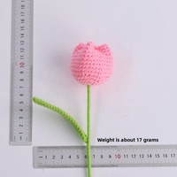 Bouquet de tulipes artisanales en fil de polyester tridimensionnel, tissées à la main, longue durée, fleurs artificielles au crochet, pour la fête des mères et les mariages