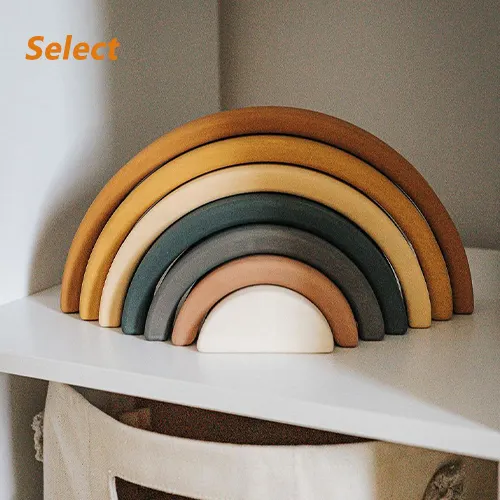 New design Wooden Rainbow Stacker Nesting Puzzle rainbows and building blocks Educational Toys for Kids Baby Toddlers
