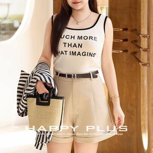 Happy Plus – débardeur pour femmes, grande taille, noir, abricot, imprimé alphanumérique, en coton tricoté, camisole à lettres, N8591 - Product Image 2