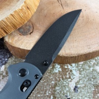 Couteau de collection pliant EDC BM-430 à double matériau, lame mate texturée, poignée antidérapante, lame à bouton-poussoir