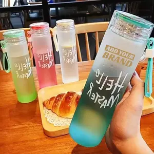 yiwu purchasing agent Colorful Wholesale Colorful Glass Water Bottle Frosted Drinkware Cheap Glass Camp Water Bottles