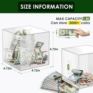 Phá vỡ để mở tiền mặt tiết kiệm đồng xu thay đổi Jar rõ ràng Piggy ngân hàng tiền tiết kiệm hộp Acrylic Piggy ngân hàng cho trẻ em người lớn - Product Image 3