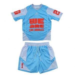 Custom Printed Breathable Plus Size <b>Mesh</b> Boxy Fit Cropped Retro Football Shirt and Short Summer <b>Set</b> for Men <b>Two</b> <b>Piece</b> Sweatsuit - Product Image 6