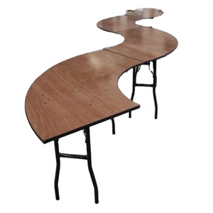 Mesa plegable de madera contrachapada para banquete de boda, Serpentina, Media Luna, redonda, 72 ", 60", para 10 a 12 personas, Corea