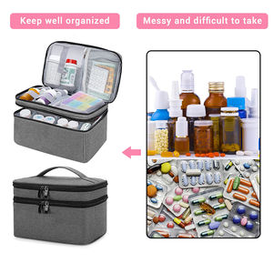 Organizador de medicamentos y bolsa de almacenamiento, caja de primeros auxilios familiar vacía, bolsa organizadora de botellas de pastillas para suplementos de medicamentos de emergencia - Product Image 6