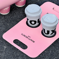 Porte-gobelets jetables en papier kraft biodégradable personnalisé avec logo, pour emporter café ou thé chaud, avec poignée