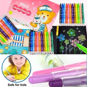 NOVISON Professional Twistable Crayon Set <b>12</b> Colors 8cm Washable for Artists Students Kids School Stationery - Product Image 4