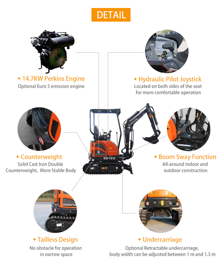 Shanding mini digger mini excavator china chinese mini excavator excavadoras