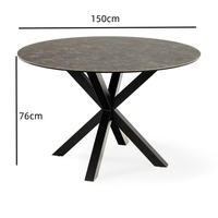 Table de salle à manger, bistrot, bar, café, hôtel, restaurant en pierre frittée, porcelaine, marbre, avec plateau carré ou rond
