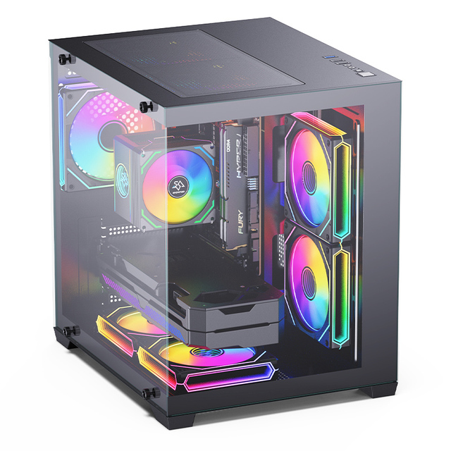 SNOWMAN CS049 White M-ATX Mid-Tower PC Gaming Case Tempered Glass Front/Side Panel Cable Management 240mm Radiator Support