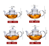 Théière en verre transparent résistant à la chaleur en borosilicate de grande capacité au design moderne avec infuseur amovible