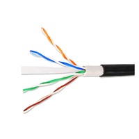 Kabel LAN Luar Ruangan UTP CAT6 Hitam Tembaga Solid 4 Pasang Jaket Ganda PVC/LSZH 1000ft (305m)