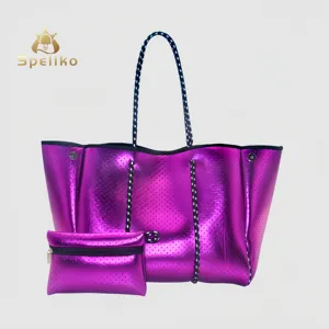 2023 Bags Women Handbags Ladies Print Portable Handbag Neoprene Beach Bag Wholesale Tote Bag Customize Neoprene Shoulder Tote