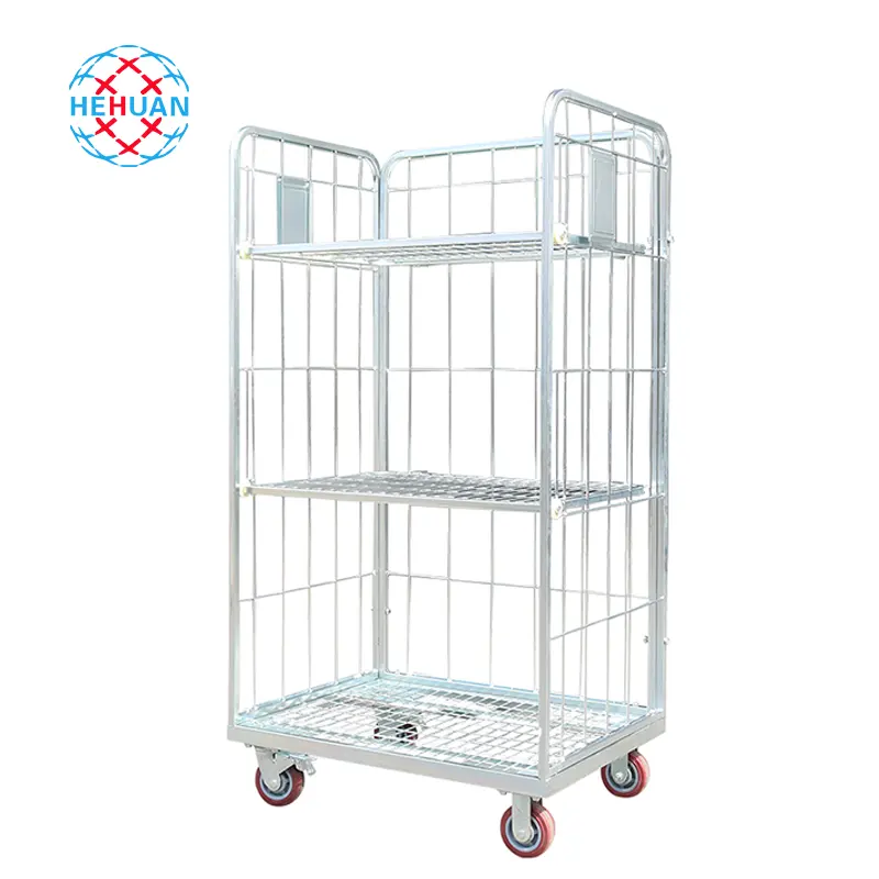 China Fabricante 900*800*1700mm Boa Capacidade De Rolamento Malha Gaiola Trolley Carrinho Logístico