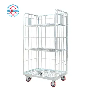 China Manufacturer 900*800*1700mm Good Bearing Capacity Mesh Cage Trolley Logistic Cart
