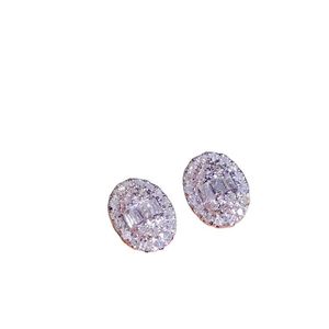 Xinfly 18k Gold White Small Simple Design 0.22ct Oval Natural <b>Fine</b> Halo <b>Stud</b> <b>Earrings</b> Diamond Jewelry - Product Image 2