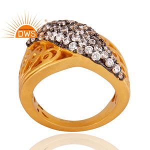 Vente chaude 925 argent Sterling 24K Flash plaqué or naturel Cz pierres précieuses bague de Cocktail Demi bijoux fins pour les femmes cadeau pour elle - Product Image 3