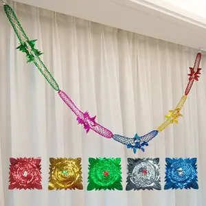 Guirlanda colorida de papel para decoração de festas de casamento e aniversário, folhas de bordo brilhantes