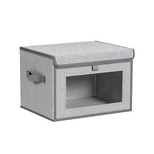 Flip-Top Window Storage Box Rectangle Foldable With Lid And Stackable Clothes Box Modern Minimalist Design - Product Image 2