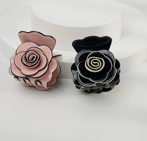 EASY <span class=keywords><strong>Ancora</strong></span> Pinza para el pelo de acetato rosa francés con diseño floral para cola de caballo alta, accesorios de moda para el cabello, tocados para mujer, logotipo personalizado - Product Image 2