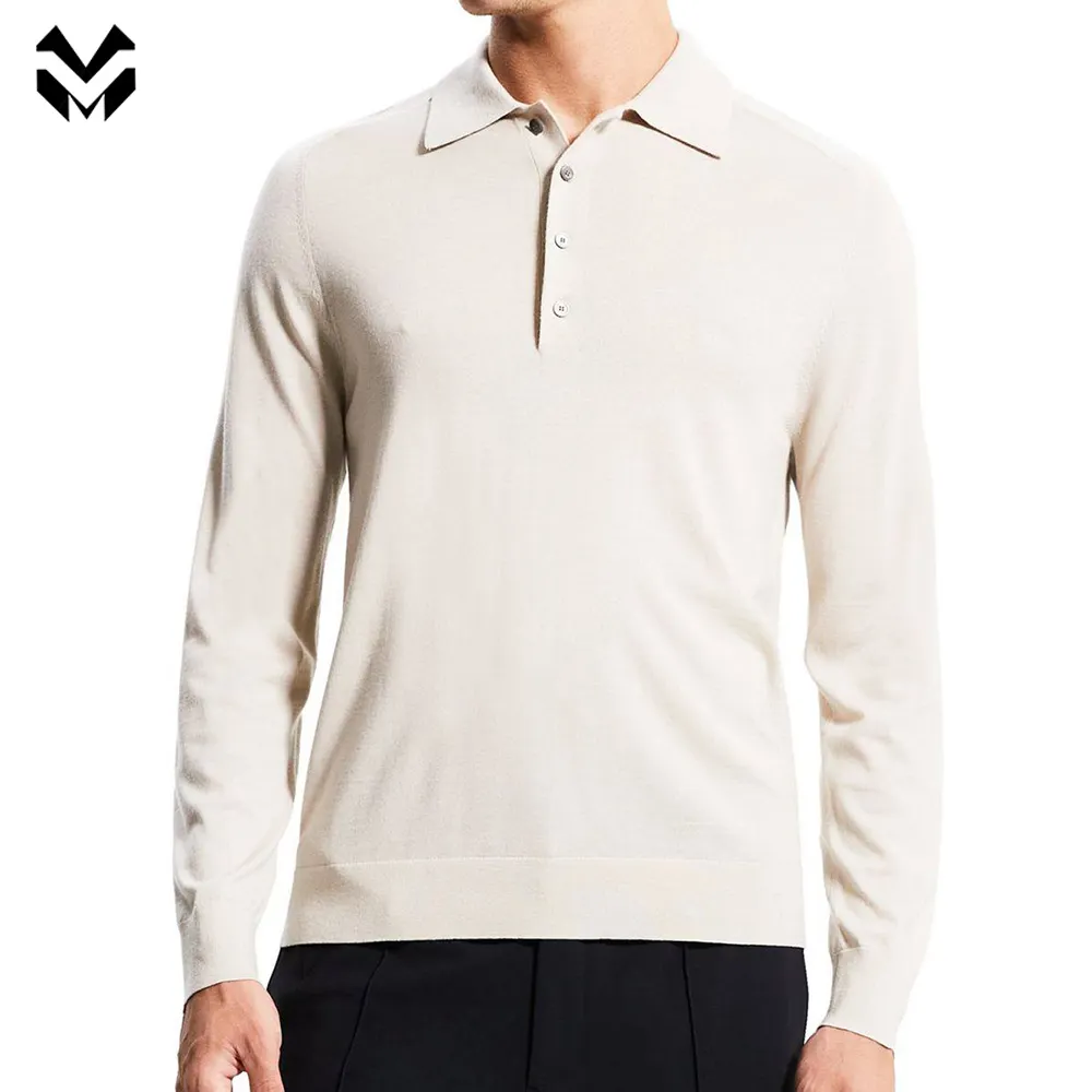 China Factory Hoge Kwaliteit Casual Custom Poly Katoen Mannen Lange Mouw Polo Shirt