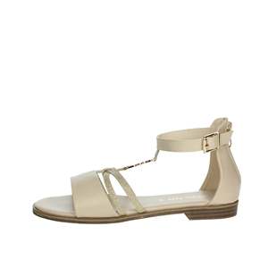 Sandalo da bambina Patrizia Pepe beige piatto con cinturino alla caviglia stile estivo - Product Image 1