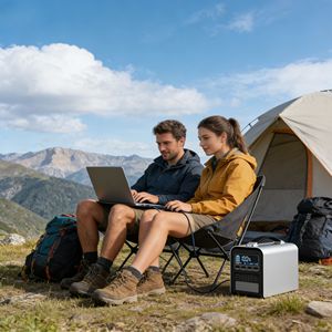 Station d'alimentation portable à onde sinusoïdale pure 600W, générateur solaire 384Wh, camping, extérieur, alimentation de secours d'urgence - Product Image 2