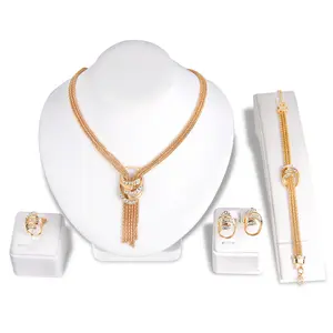 Collana coreana orecchini bracciale anello gioielli Set gioielli da sposa da donna in cristallo lucido //