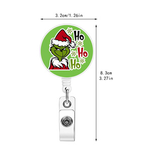Porte-badge rétractable transfrontalier Père Noël, monstre vert renne avec clip dorsal, cadeau chapeau de Noël - Product Image 3